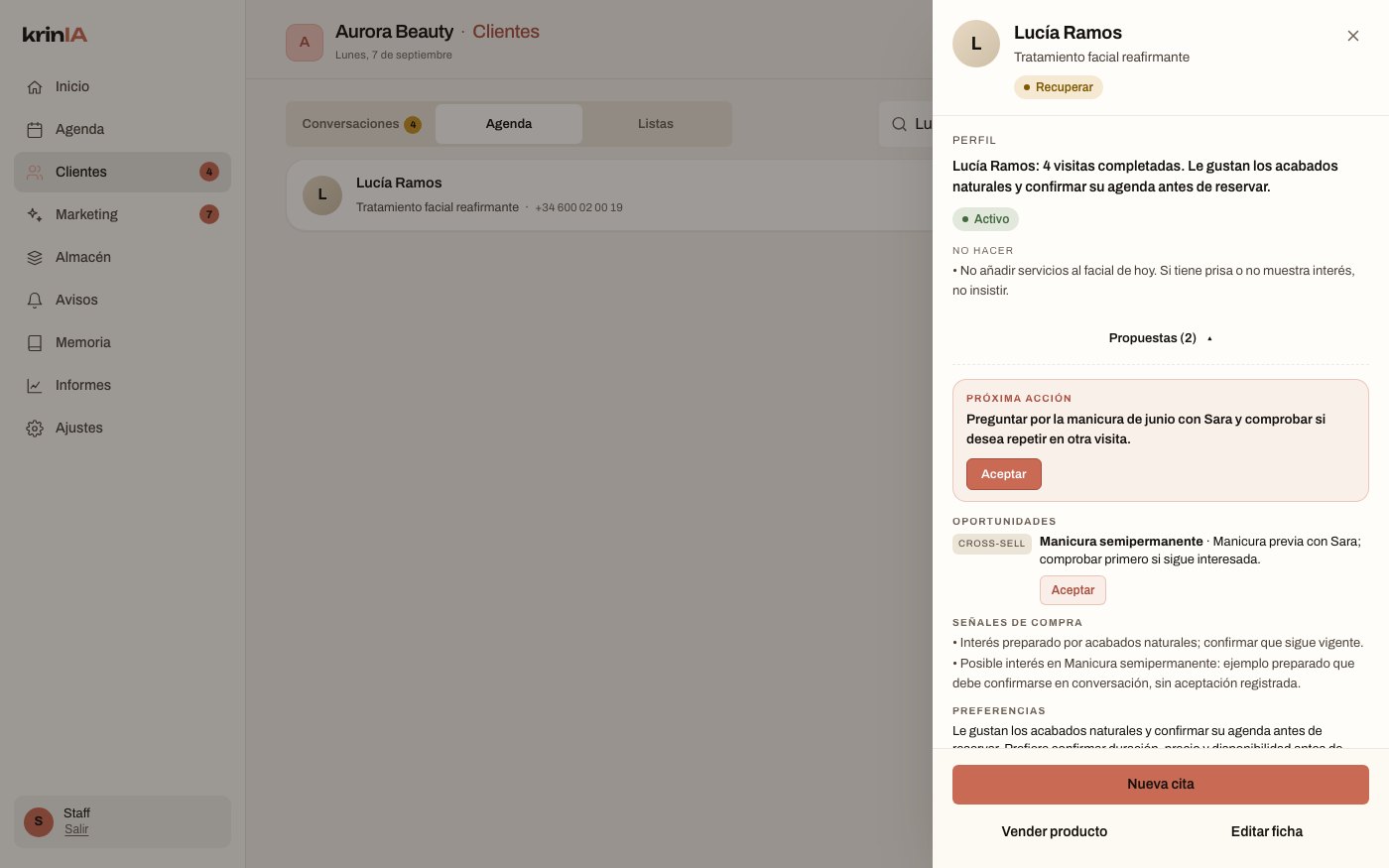 Client dossier with recommendations and opportunities